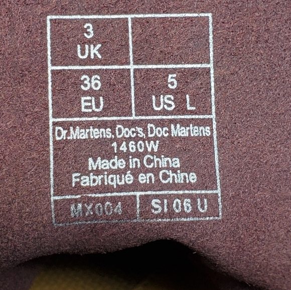 Dr Martens 1460W Cherry burgundy Leather Boots 8eyed Women's US Size 5 New - Picture 5 of 11